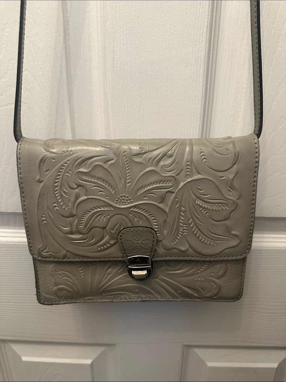 Patricia Nash Embossed Leather Crossbody in Gray - Picture 2 of 9